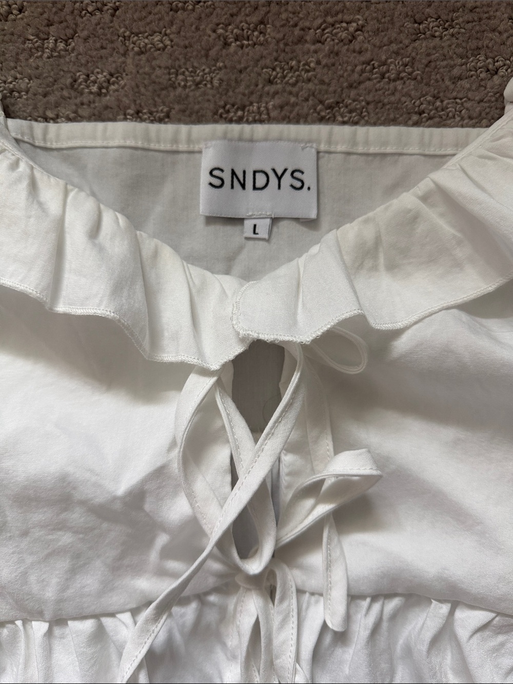 White Ruffle Tie-Front Peplum Cami - Picture 2 of 3